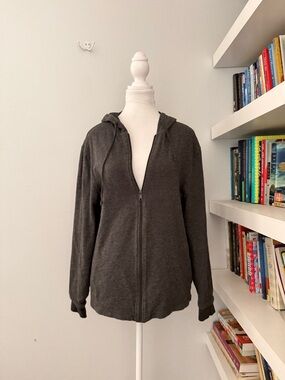Vince Charcoal Gray Zip-Up Hoodie Medium